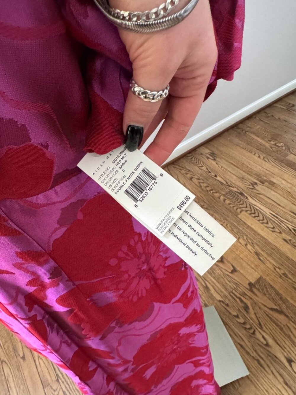 Aidan Mattox Pink and Red Floral Maxi Dress - Picture 3 of 4